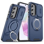 BAFUGU Coque pour Samsung Galaxy A16 5G [Protection d'appareil Photo Slide Camera] [Rotation de 360 Support Invisible] Case Antidérapant & Antichoc Case pour Samsung A16-Bleu