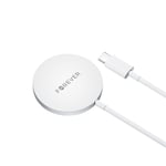 Forever Magnetisk Trådløs oplader 15W - USB-C stik - Hvid