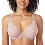 DELIMIRA Soutien Gorge Fermeture Devant Grande Taille avec Armature Decollete Plongeant Dos Nageur Non Rembourré Rose fumée 105C