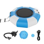 VEVOR Trampoline Aquatique Gonflable, Trampoline sur l’Eau 200x50 cm, Plate-Forme de Natation Portable avec Échelle et Pompe à Air Électrique, Rebondisseur Flottant pour Enfants, Piscine, Bleu Blanc