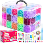 DEVA STASH Loom Bands Kit, 25 Colours Loom Band Kits for Girls Includes Clips, Charms, DIY Friendship Bracelet Making Kits, Craft Kits, Perfect Birthday