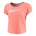 NIKE Women's Swoosh Run Short Sleeve Top, Pink Quartz/White, L UK