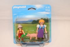 PLAYMOBIL 5514 DUO PACK FARMER GIRL AND BOY PIG MISB NEW SEALED RARE RARE!