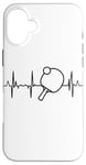 Coque pour iPhone 16 Plus Ping Pong Tennis de table Heartbeat Heartline