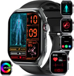 Nouveau Ecg Montre Connectée Homme Femme, 2,04"" Amoled Smartwatch Avec Acide Urique/Hrv/Bmi/Détection Des Émotions Montre Connectee, Appel D'urgence Sos Smart Watch Pour Android/Ios (Noir)