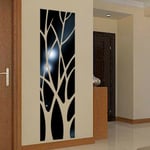 Noir 100x28CM Autocollant mural de miroir 3D de branches d'arbre, autocollant de mur de miroir acrylique amovible auto-adhésif, bâton d'art mural