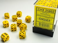 Chessex Opaque: 36 tärningar (12 mm) - Gul med svarta prickar (CHX 25802)