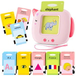 Français Standard, Carte Flash Parlante Éducatives 400 Mots, Jeu Educatif pour Enfants dès 12 Mois, Développement du Langage, Montessori Jouets Interactifs pour Préscolaires Garçons Filles 2-6 -Rose