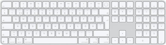 Magic Keyboard med Touch ID och numerisk del för Mac-modeller med Apple Silicon USB-C – Engelskt Internationelt tangentbord