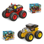 MONDO Hot Wheels Motors - véhicule à rétro Friction - Monster Truck - Beatz Mode - Bone Shaker - RevTredz -14cm - Tout-Terrain - Sons - lumières - Wheelies - Jouet Enfant - 3 Ans et Plus - 51227