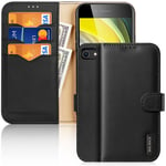 DUX DUCIS Real Leather Flip RFID Wallet Case for Apple iPhone 8 - Black