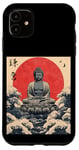 Coque pour iPhone 11 Kamakura Grande statue de Bouddha vintage japonais Art sur bois