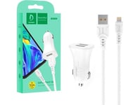 Vega Car Charger 3A + Kabel Iphone White Denmen 3100Ma Dual Fast Charging 2Xusb Dz06l 15W&Gt