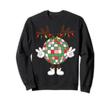 Christmas disco ball with antlers, peace sign, reindeer Sweatshirt