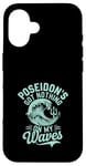 Coque pour iPhone 16 Poseidon Dieu de la mer Océan Trident et vagues Illustration