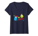 Femme Pixar Monsters, Inc. Get Festive For Christmas T-Shirt avec Col en V