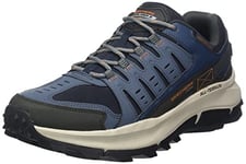 Skechers Homme 237501 Nvor Basket, Bordure Orange en Maille de Cuir Bleu Marine, 39.5 EU