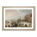 Big Box Art Winter Scene On The Ice Vol.2 by Hendrick Avercamp Framed Wall Art Picture Print Ready to Hang, Oak A2 (62 x 45 cm)