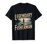 Legendary Fisherman Dock Sunset Fishing Scene Fishing Trips T-Shirt