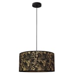 Abba Cylindrical Pendant Ceiling Light Black Gold 40cm