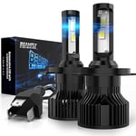 BEAMFLY Ampoule H4 LED Voiture 16000LM, HB2 9003 Lampes de Phares Auto, Kit de Conversion Halogène 12V, 6000K Blanche Puissante