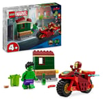 LEGO Marvel Iron Man with Bike and The Hulk, Super Hero Building Toy for Kids, C