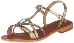 LES TROPEZIENNES PAR M. BELARBI Femme HIRONELA Chaussures Ville Sandale, Or Craquele, 37 EU