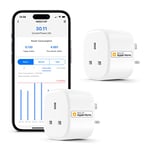 Smart Plug With Energy Monitoring, WiFi Smart Plug Works With Apple HomeKit, Alexa, Google Home, Smart Socket Remote Control Timer Plug, No Hub Required, 13A, 2 Packs