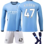 Manchester City Hemma Barn Långärmad Fotbollströja Kit 2024-2025 Nr 47 Foden 22