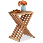 Relaxdays - Table pliante, bois de noyer, salon, balcon et terrasse, hlp 44,5x34x28 cm, table d'appoint, pliable, naturel