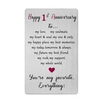 1 Year Anniversary Card for Men Women Him Her- Happy 1st One First Anniversary Keepsake Gifts for Spouse