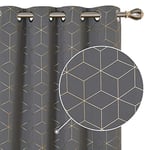 Deconovo Lot de 2 Rideaux occultants à œillets pour Chambre à Coucher, Modernes pour Salon, 183 x 132 cm (Hauteur x Largeur), Gris Clair