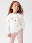 Mango Kids' Cat Print Long Sleeve Jumper, White/Multi