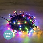 Skylantern - Guirlande Lumineuse 12M Intérieur et Extérieur 100 LEDs Multicolores - Guirlande Lumineuse Sapin Cable Noir avec 8 Modes et Télécommande