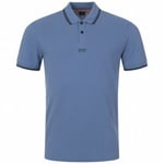 BOSS Blue Polo Shirt PChup Button Up Hugo Boss Short Sleeve BNWT Men's Small