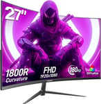 Écran Pc Gamer Incurvé 27 Pouces 180Hz,1080P Moniteur Pc Gaming 144Hz 1800R,Écran D'Ordinateur Jeu Avec Freesync & Eye-Care Technology,Dp,Hdmi,Noir