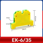 1 Pcs EK2.5 4 6 10 16 35/35 Montage Rapide Bornier de Terre Électrique Fil Connecteur DIN Jaune Vert SAK Rail Bornier - Type [EK6]-35