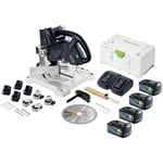 Symc 70 EB-Basic symmetric Scie à plinthes sans fil 36 v ( 2 x 18 v ) 216 mm + 4x batterie 5,0 Ah + chargeur double + Systainer - Festool