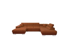 Gabina Sofa med Divan og Sjeselong 4-seter - Oransje U-sofa