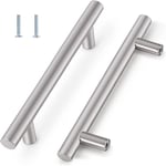 Poignee de Meuble Cuisine,Poignée de Porte en Acier Inoxydable,Boutons De Meuble,Bouton de Porte pour Cuisine (Lot de 5,Argent,Entraxe: 96mm)