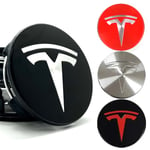 4-Pack - Tesla Centrumkåpor / Hjulnav Emblem - Bil Svart/röd