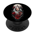 #snirt mystique femme t-shirt femme noire rose noire PopSockets PopGrip Adhésif