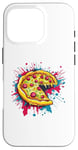 Coque pour iPhone 16 Pro Tranche de pizza colorée Explosion Art Fun