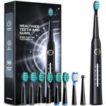 Electric Toothbrush, Sonic Toothbrushes with 8 Brush Heads 40000 VPM 5 Modes, Sonic Toothbrushes Fast Charge 4 Hours Last 30 Days, Rechargeable Electric Toothbrush for Adult (Black)