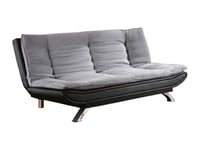 Canapé convertible clic-clac en tissu et simili DEMIDO III - Gris et noir