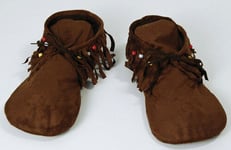 Mens Red Indian Moccasins Fancy Dress Hippy 60s 70s Shoes. One Size To Fit 8-11