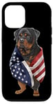 Coque pour iPhone 12/12 Pro Chien Rottweiler patriotique enveloppé dans un drapeau américain américain