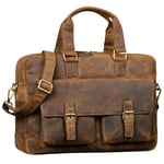 STILORD 'Alonso' Sac à Bandoulière Business Cuir Vintage Sac d'affaires pour Ordinateur Portable 15.6 Pouces Serviette pour Homme, Couleur:Marron Moyen