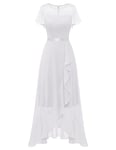 Berylove Robe de soirée longue élégante pour mariage - Robe de cocktail avec fente - Robe de cocktail pour femme - Élégante avec manches - Taille élastique, Blanc., S