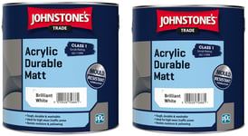 5L 2 x 2.5L Johnstone's Acrylic Durable Matt Brilliant White New Mould Resistant